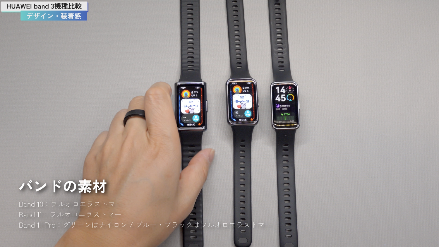HUAWEI Band 11 Pro / 11 / 10 デザイン比較