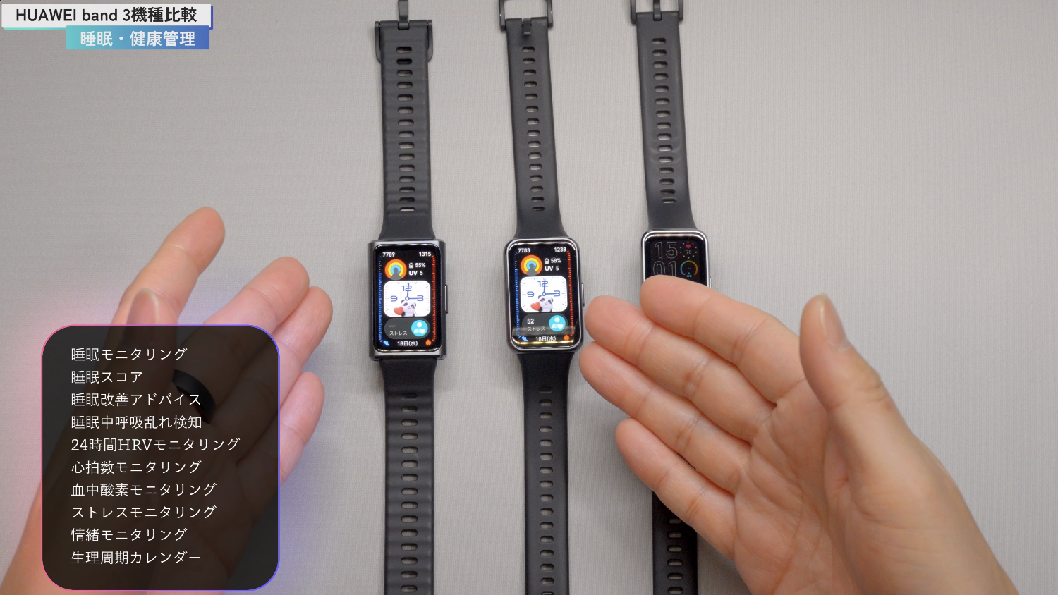 HUAWEI Band 睡眠・健康管理機能比較