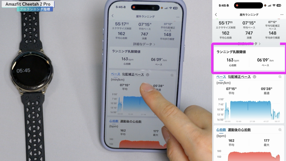 Amazfit Cheetah 2 Pro のランニング乳酸閾値の計測データ
