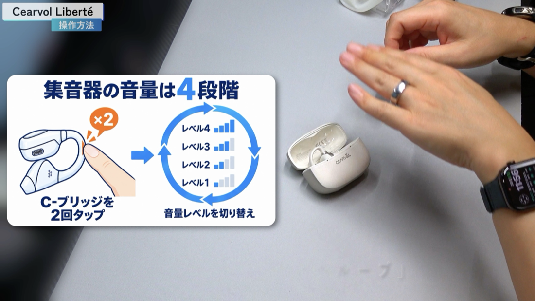説明書では音量4段階 C-ブリッジを2回タップで音量アップ