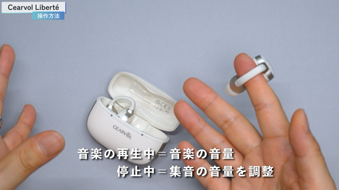 音楽の再生中は音楽の音量、停止中は集音の音量を調整