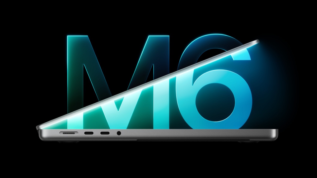 M6搭載14インチMacBook Proの本体側面とM6のビジュアル